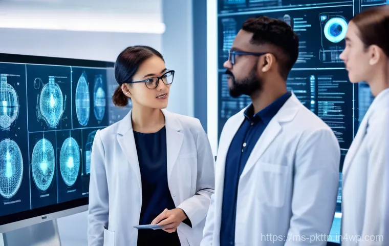 자연어 처리 모델의 성능 향상을 위한 실험 디자인 - **AI Research & Collaboration:** A diverse team of male and female AI researchers, dressed in smart-...