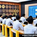 Home 21 자연어 처리 모델 튜닝을 위한 온라인 코스 추천 - A modern Malaysian classroom scene focused on a diverse group of young adult students attentively le...
