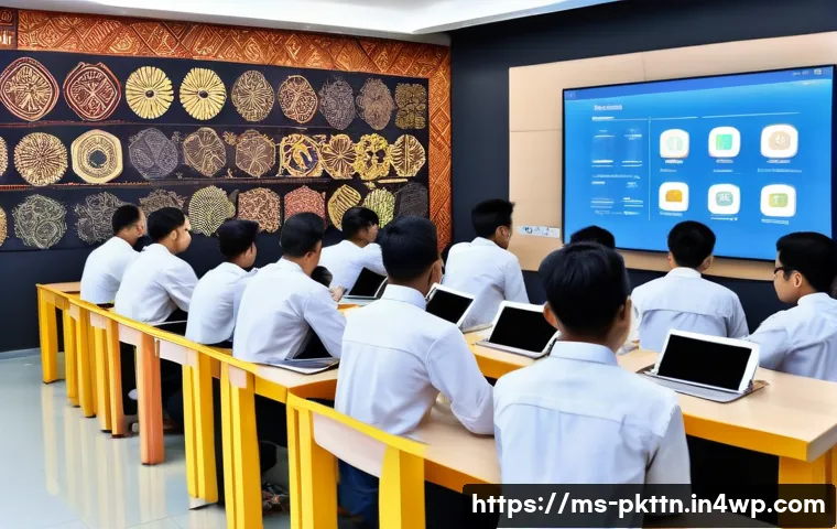 자연어 처리 모델 튜닝을 위한 온라인 코스 추천 - A modern Malaysian classroom scene focused on a diverse group of young adult students attentively le...